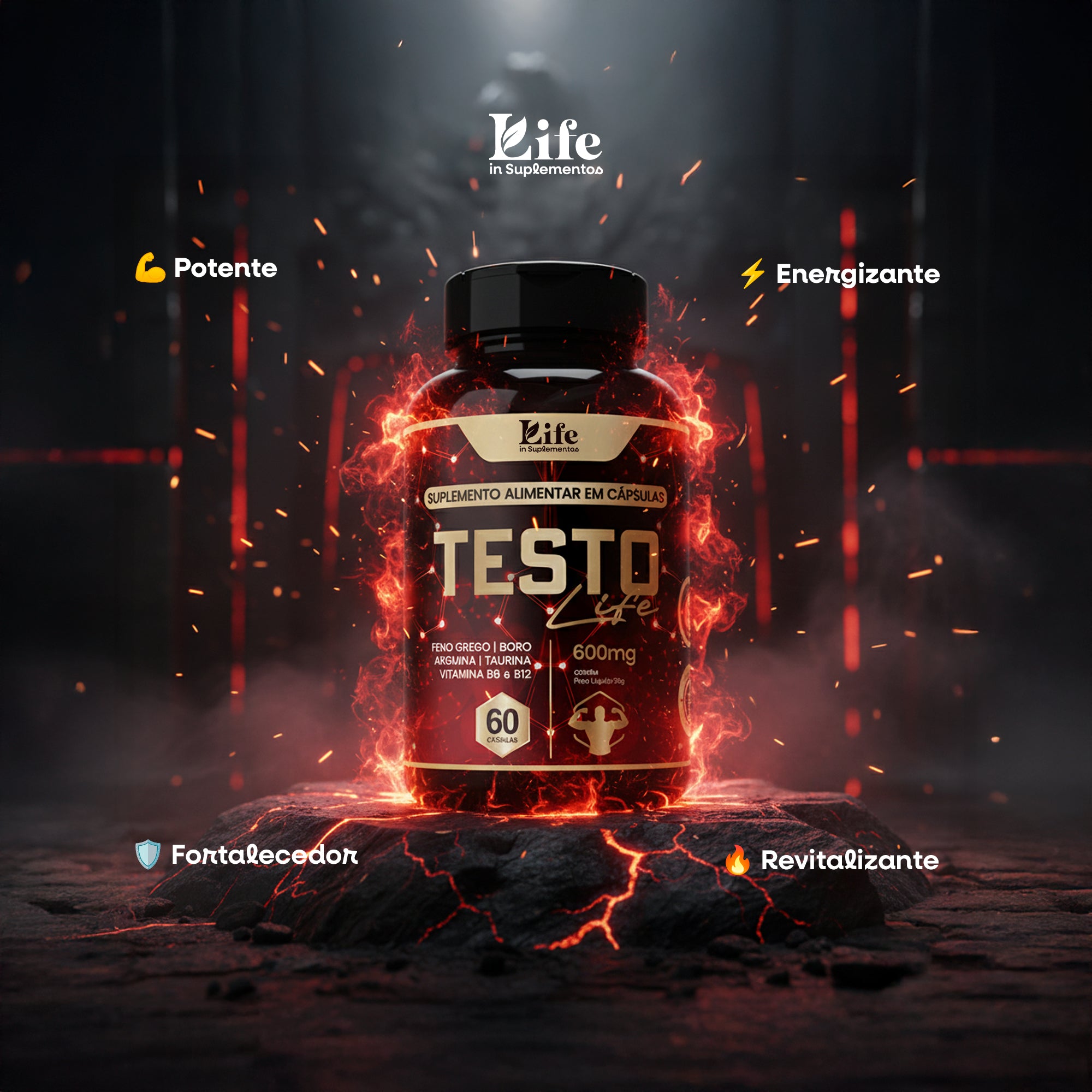 Testo Life - 60 Capsulas - Suplemento Alimentar para Foco, Energia e Bem-Estar