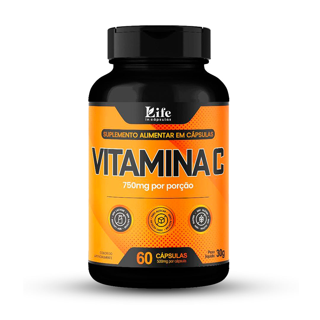 Vitamina C Life In | 750Mg - 60 Capsulas | Suplemento Alimentar para Imunidade e Energia.
