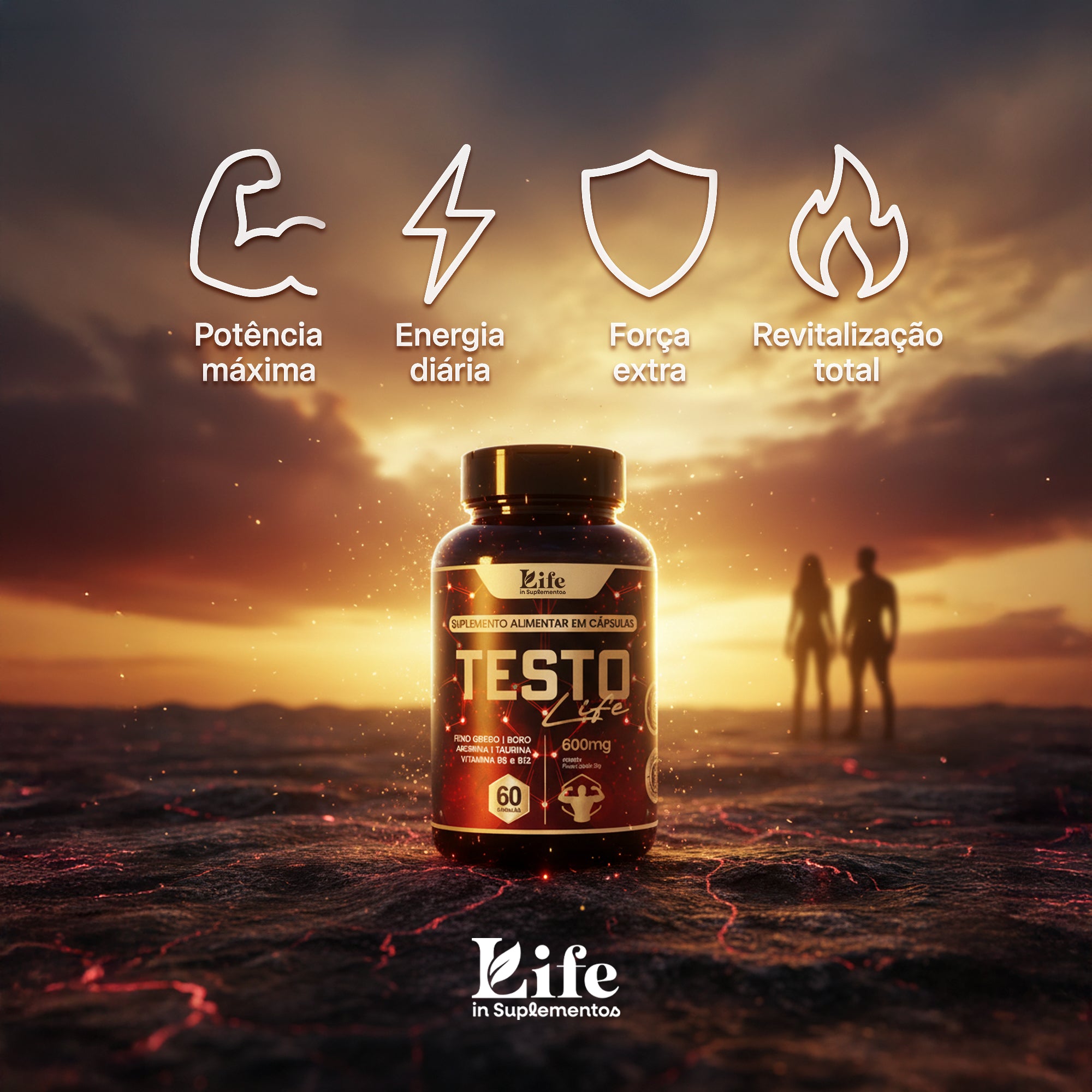 Testo Life - 60 Capsulas - Suplemento Alimentar para Foco, Energia e Bem-Estar