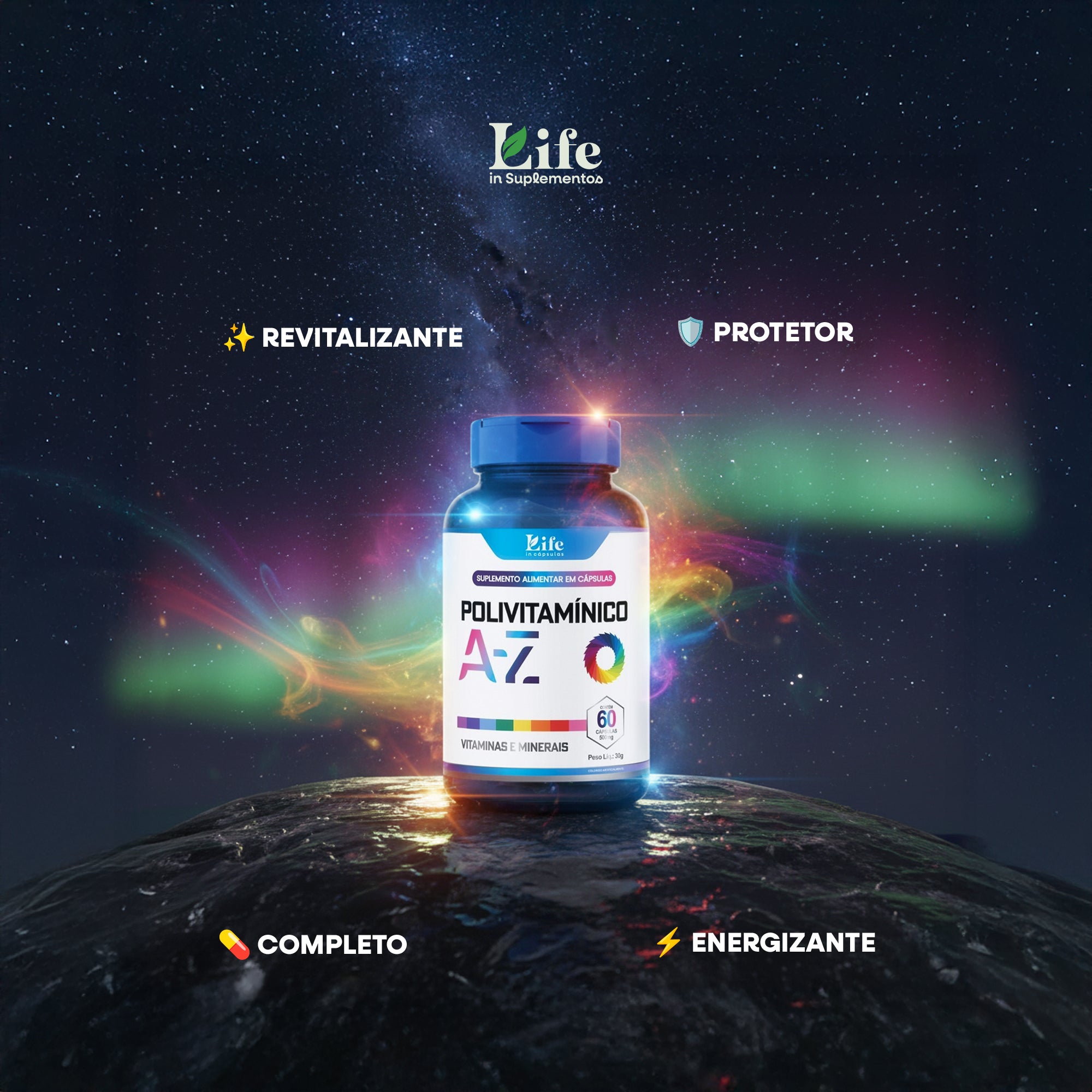Polivitaminico Life in - 60 Cápsulas / 500 mg