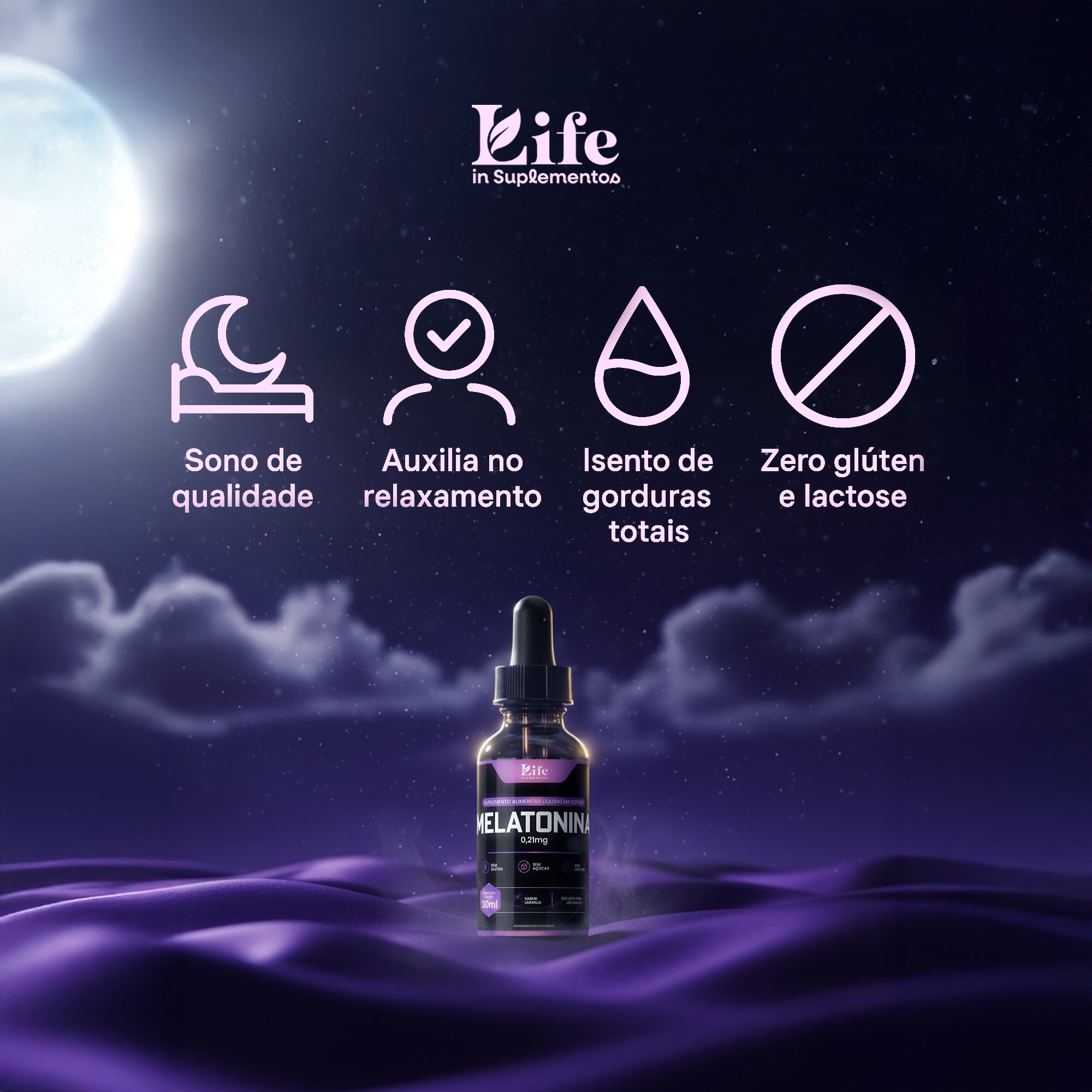 Melatonina em Gotas 30ml – Sono Natural, Rápida Absorção e Melhora na Qualidade do Sono