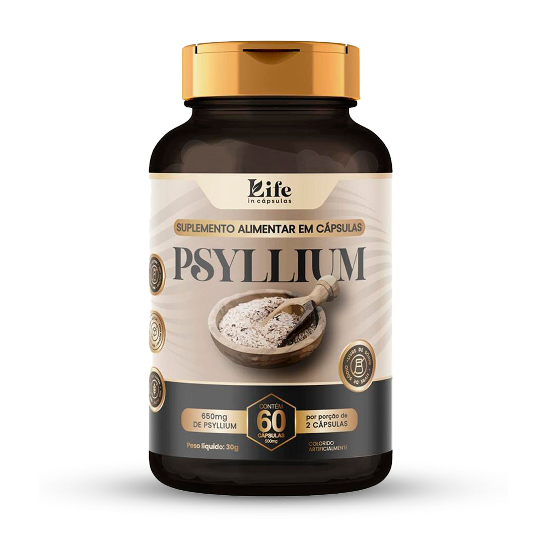 Psyllium Life In - 60 Capsulas | Suplemento para auxilio a Saúde Intestinal e na Saciedade.