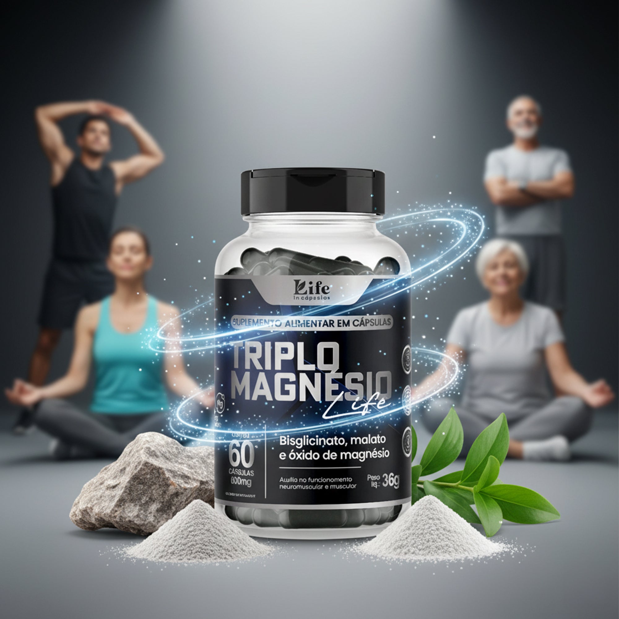 Triplo Magnésio Life In - 60 Capsulas – Vitalidade e Saúde Óssea em Cápsulas.