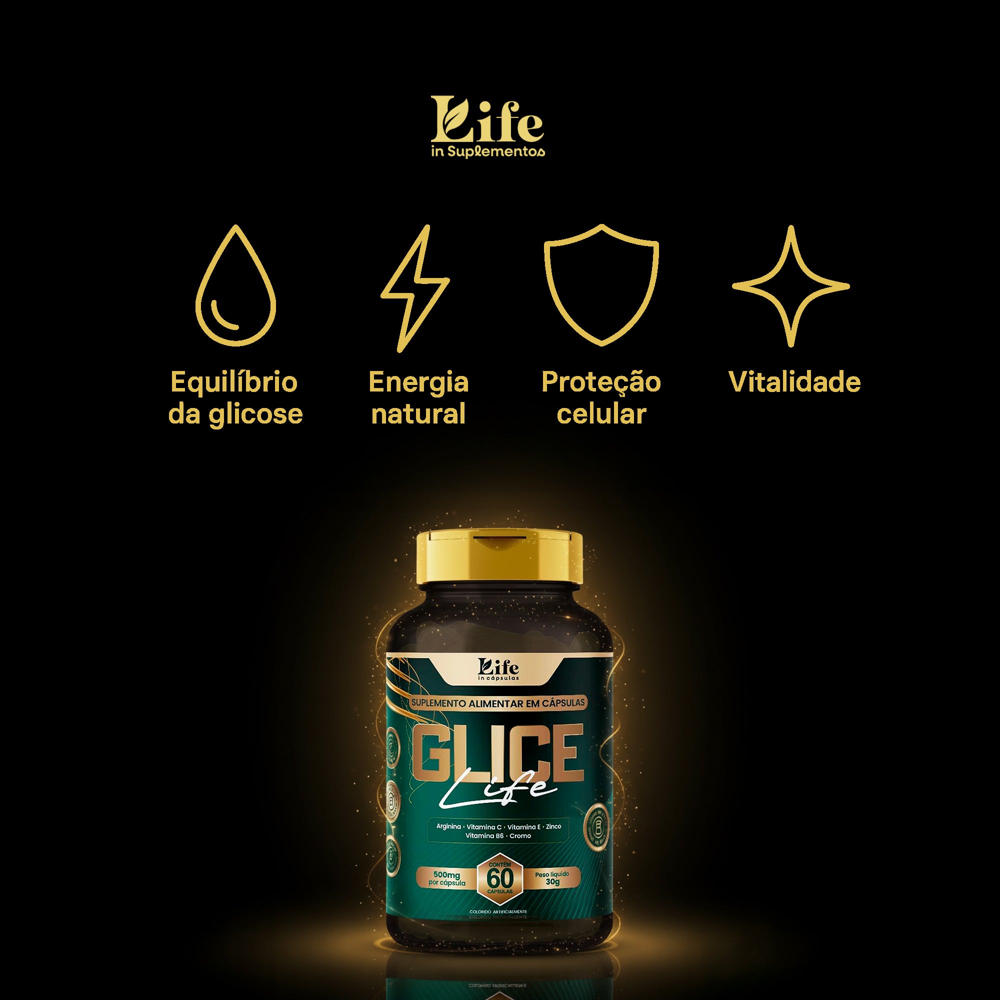 Glice Life - 60 Capsulas – Auxílio ao Metabolismo, Energia e Bem-Estar Diário