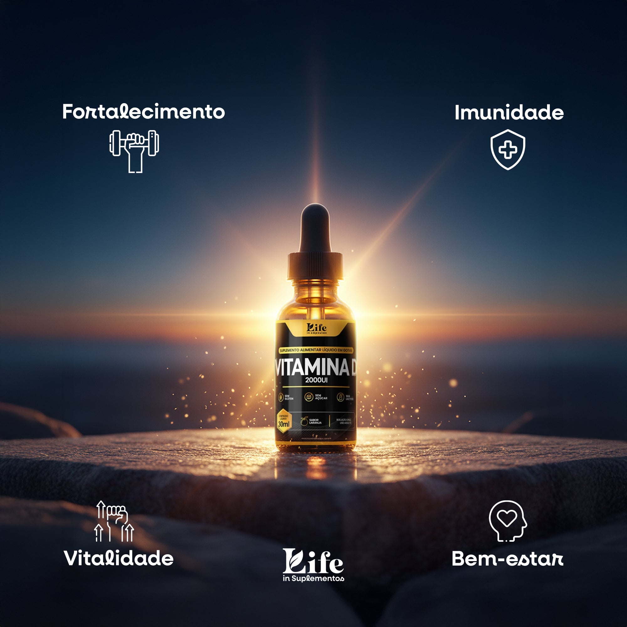 Vitamina D Life In Suplementos - 30 ml | Em gotas para Imunidade, Ossos e Energia