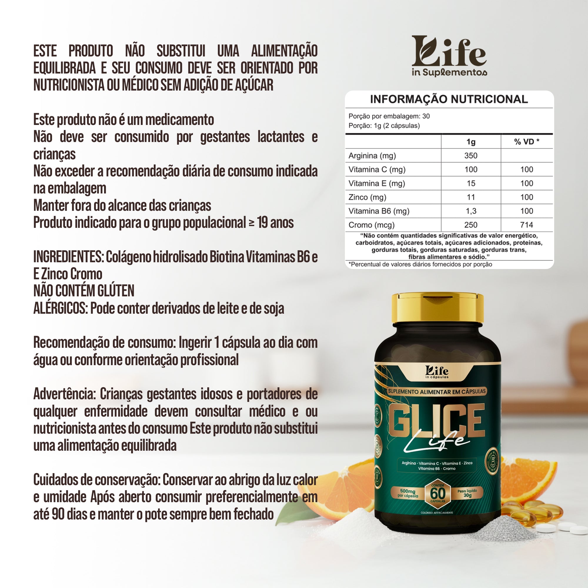 Glice Life - 60 Capsulas – Auxílio ao Metabolismo, Energia e Bem-Estar Diário