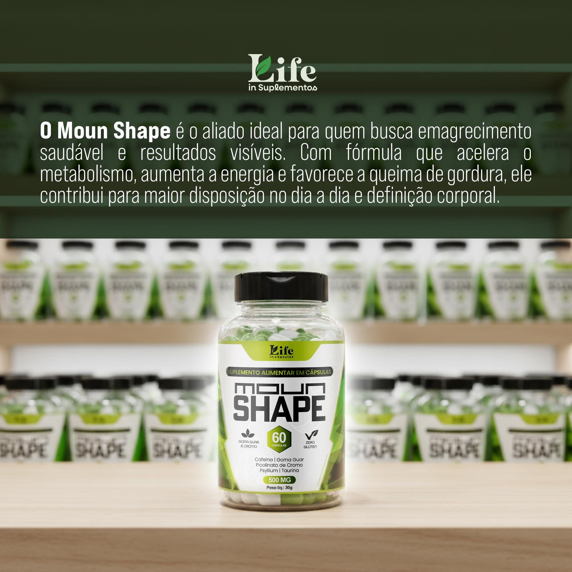 Moun Shape 60 Capsulas Suplemento Alimentar para Vida Saudável Rotina Fitness