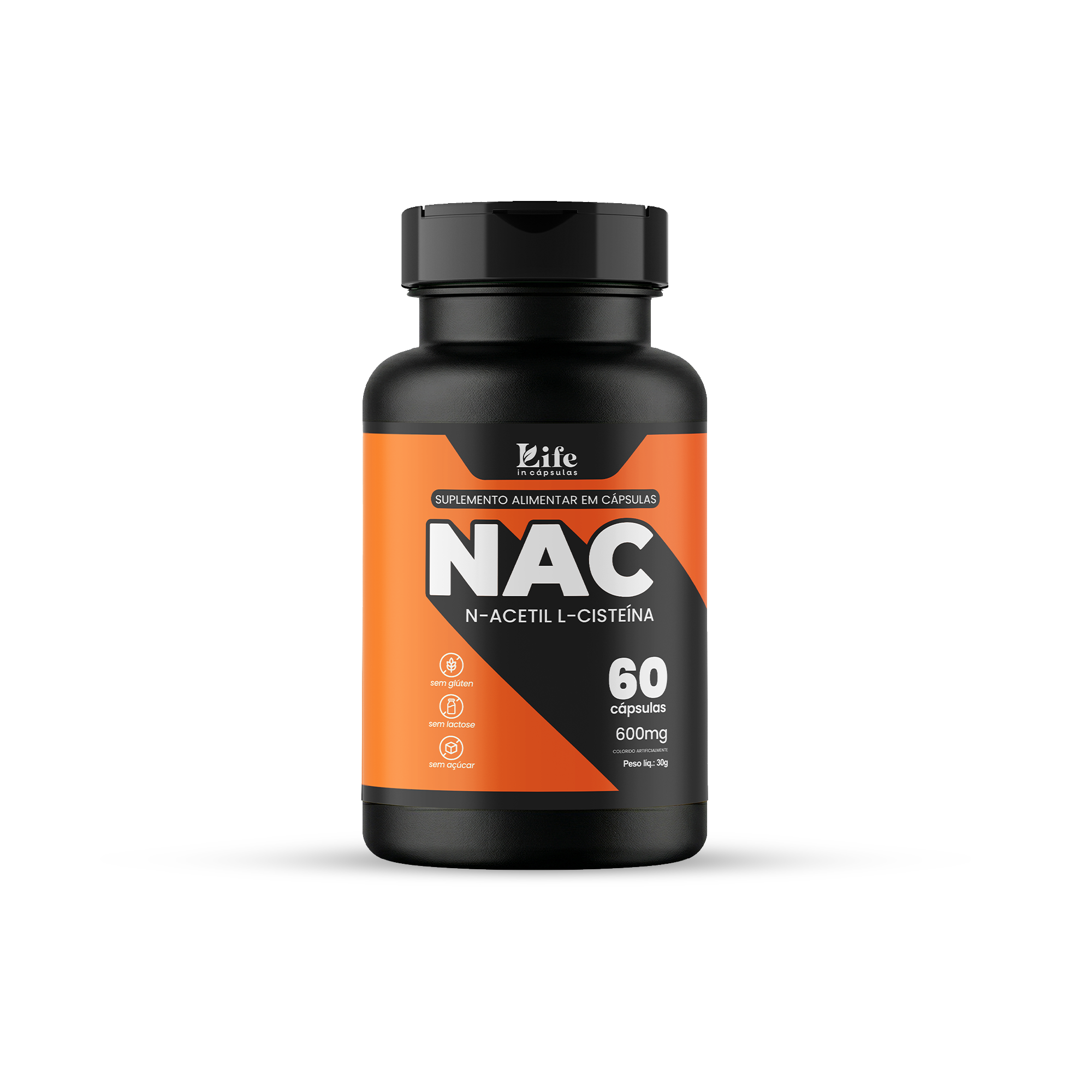 NAC N-Acetil L-Cisteína 600mg Life in Cápsulas – 60 Cápsulas | Suplemento Alimentar Antioxidante, Sem Glúten e Sem Lactose