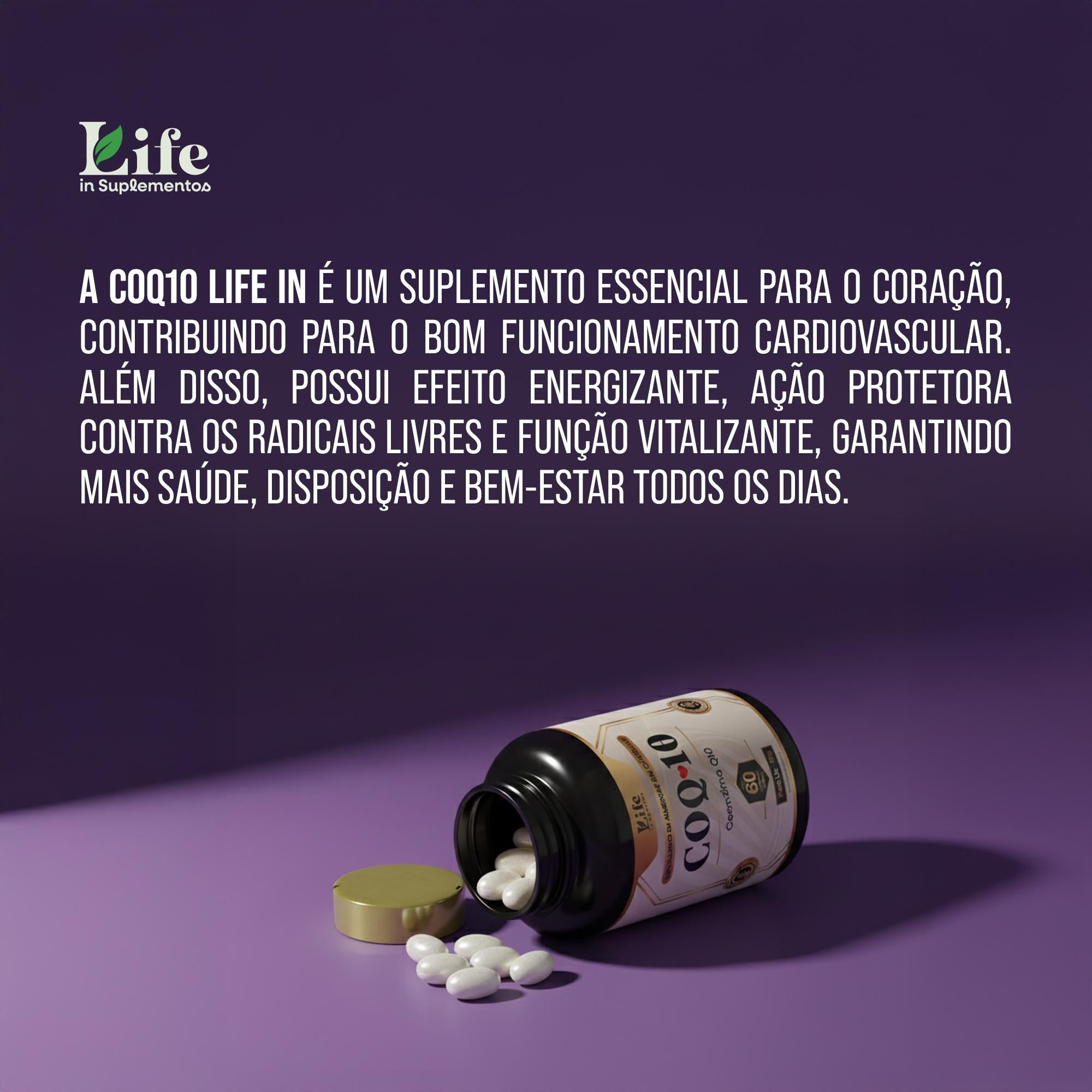 Coenzima Q10 - 60 Capsulas | Suplemento Alimentar Para Energia, Disposição e Coração.