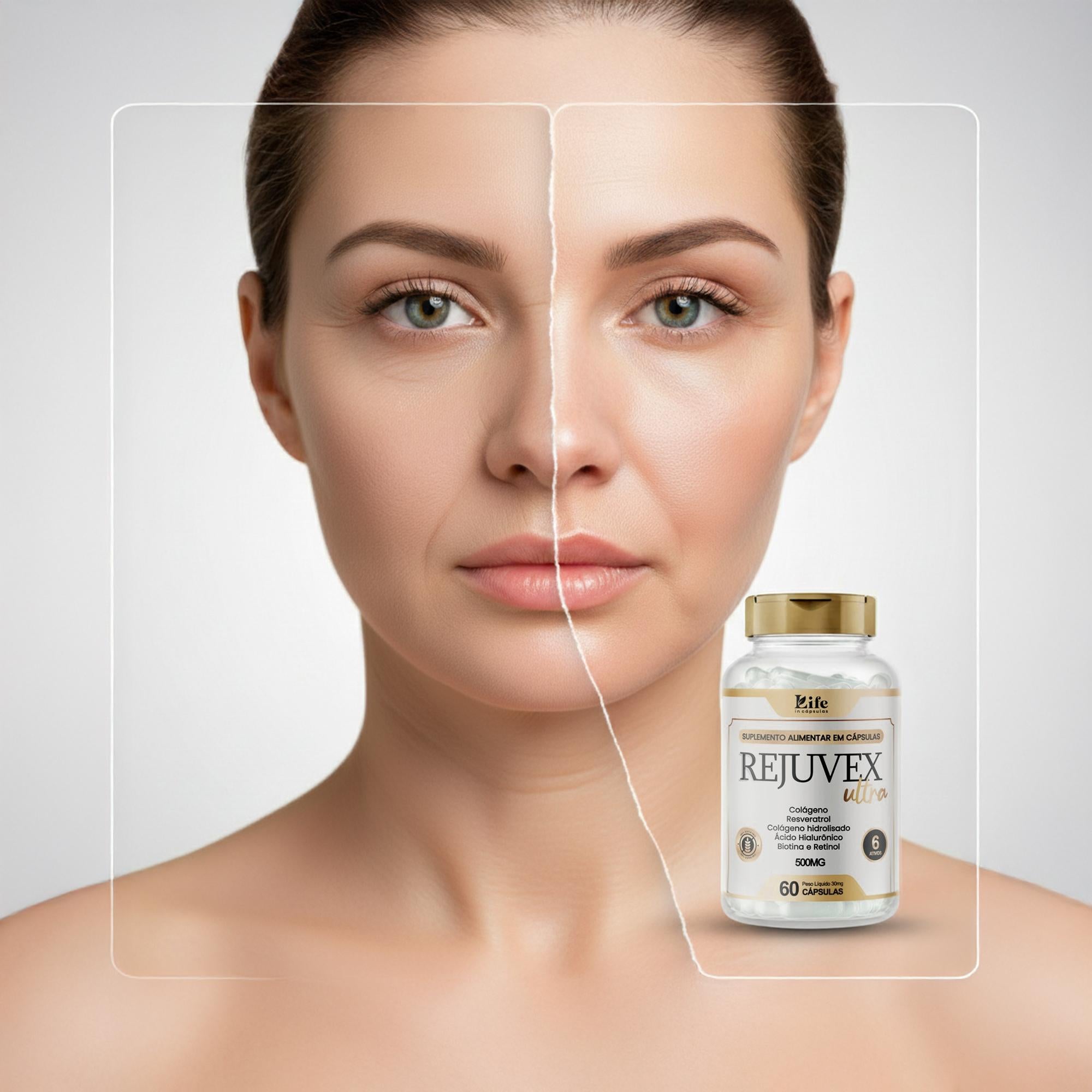 Rejuvex Ultra - 60 Capsulas - Colágeno + Ácido Hialurônico | Pele Firme e Saudável