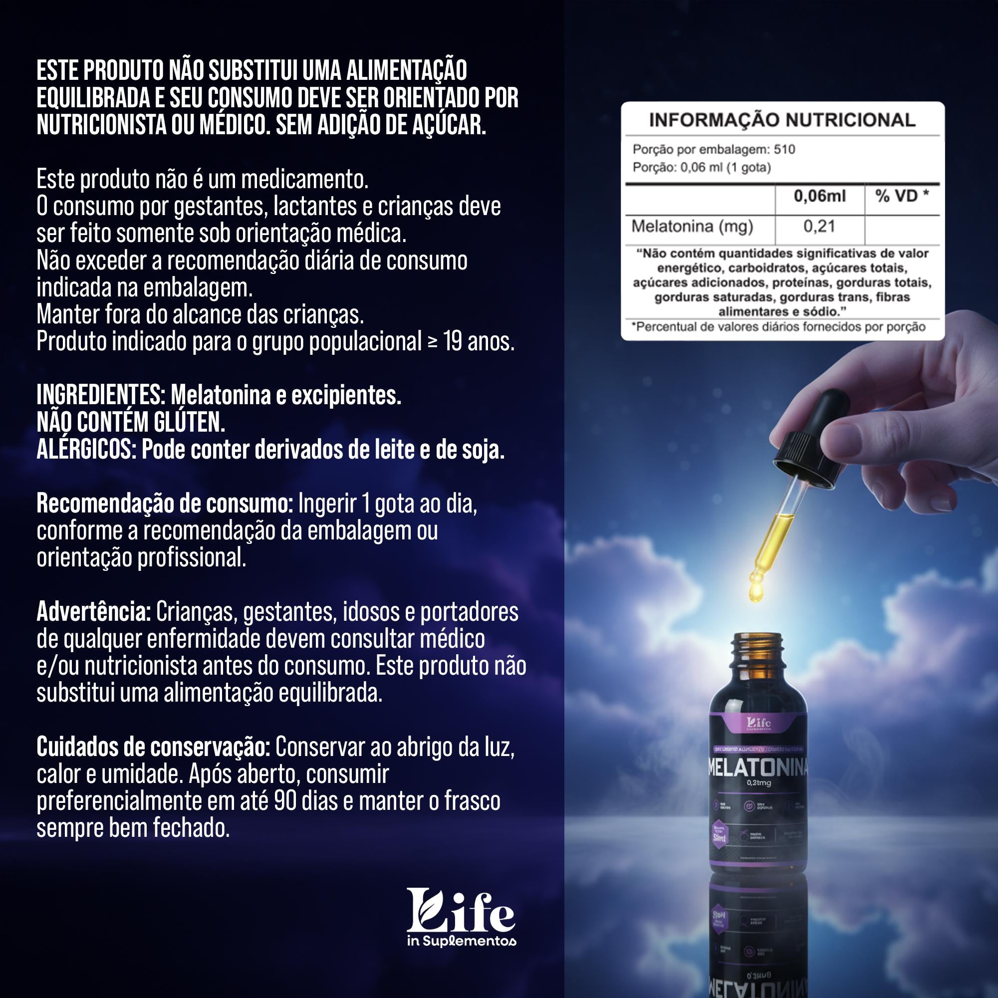 Melatonina em Gotas 30ml – Sono Natural, Rápida Absorção e Melhora na Qualidade do Sono