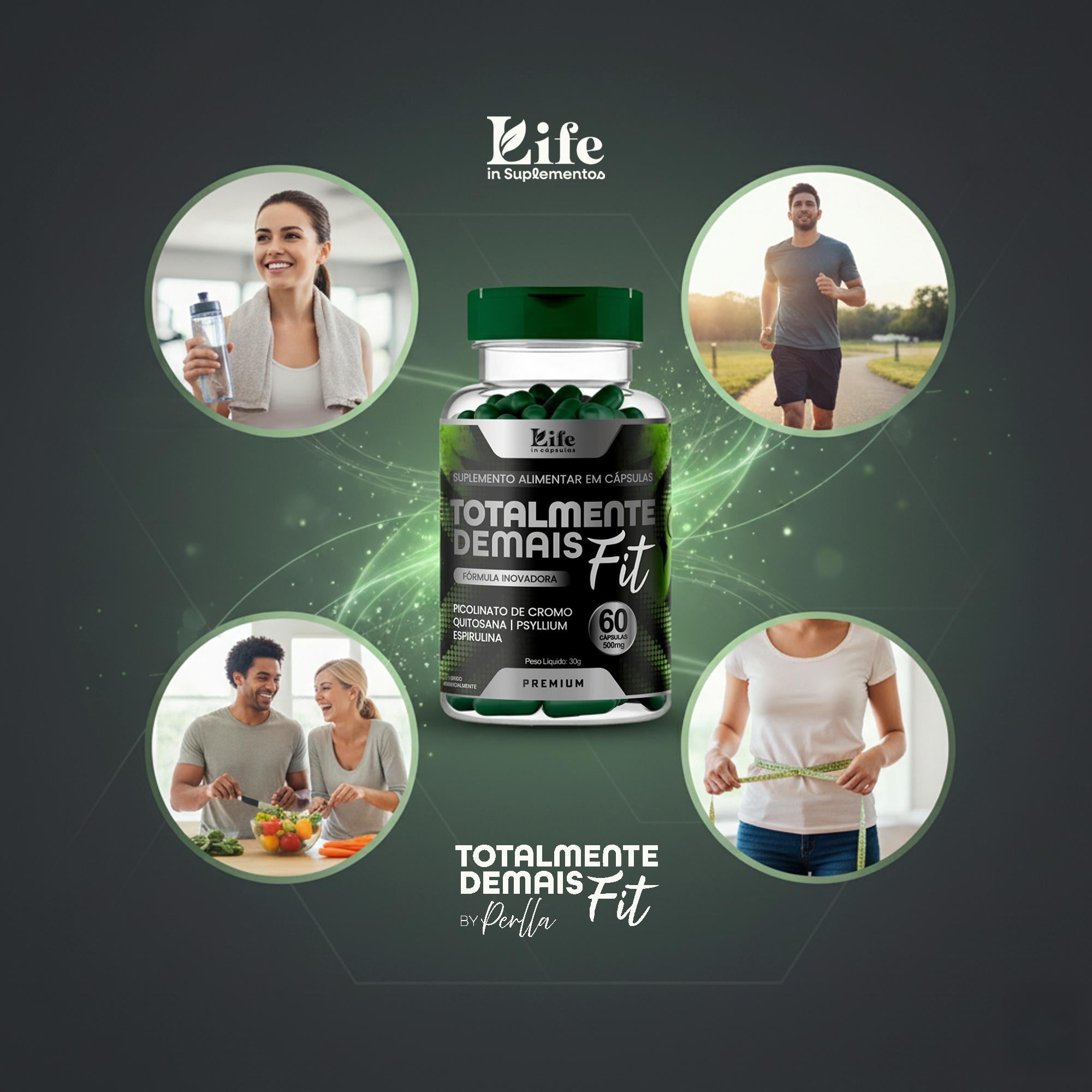 Totalmente Demais Fit By Perlla Life In Cápsulas - 60 Cápsulas de 500 mg - Suplemento Alimentar com Picolinato de Cromo,