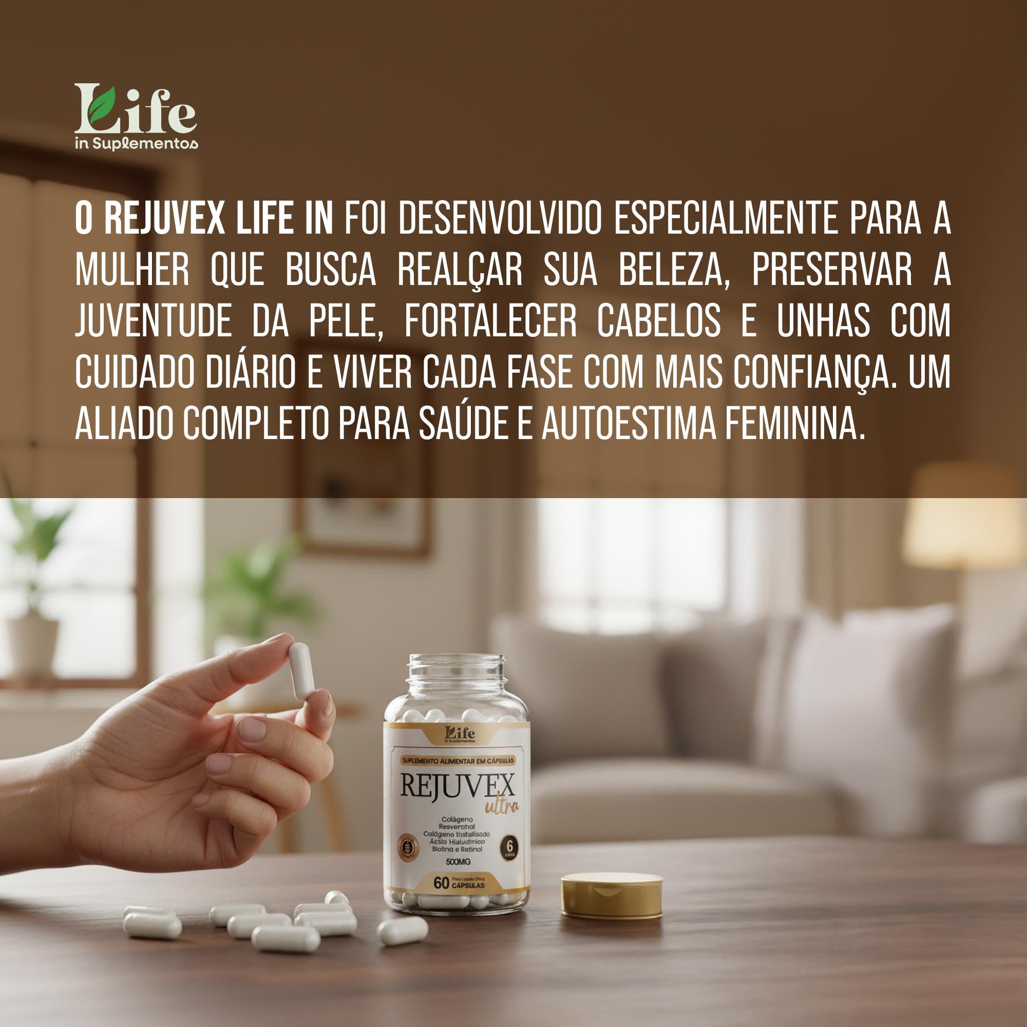 Rejuvex Ultra - 60 Capsulas - Colágeno + Ácido Hialurônico | Pele Firme e Saudável