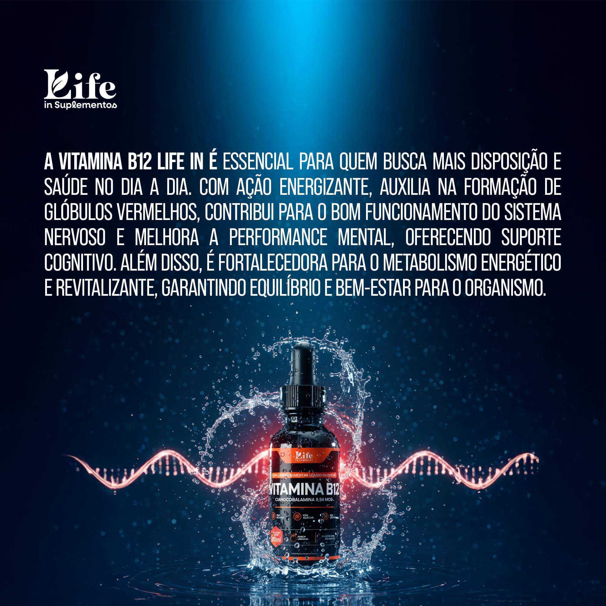 Vitamina B12 Gotas Life In | Energia em Gotas | 30ml Sabor Laranja