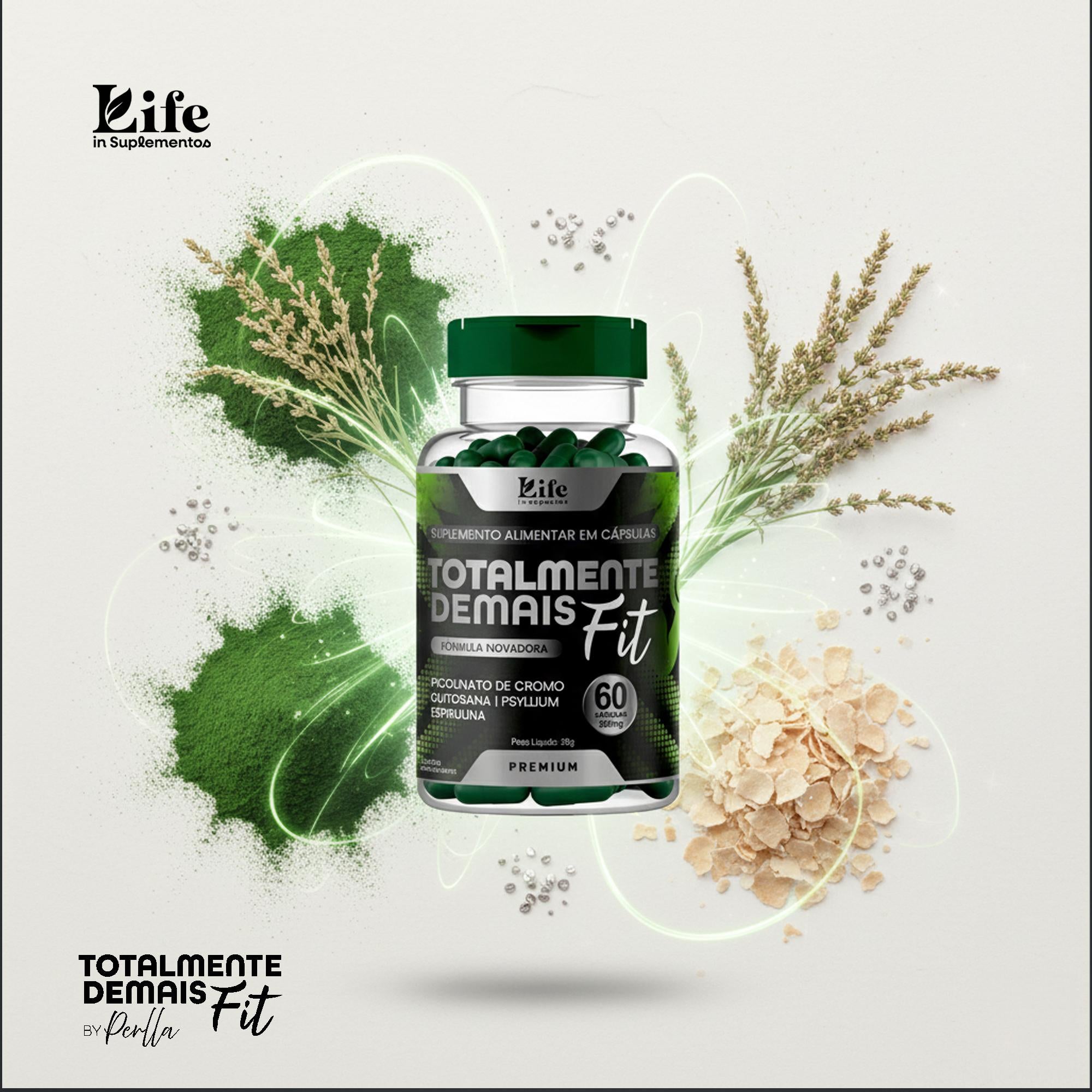 Totalmente Demais Fit By Perlla Life In Cápsulas - 60 Cápsulas de 500 mg - Suplemento Alimentar com Picolinato de Cromo,