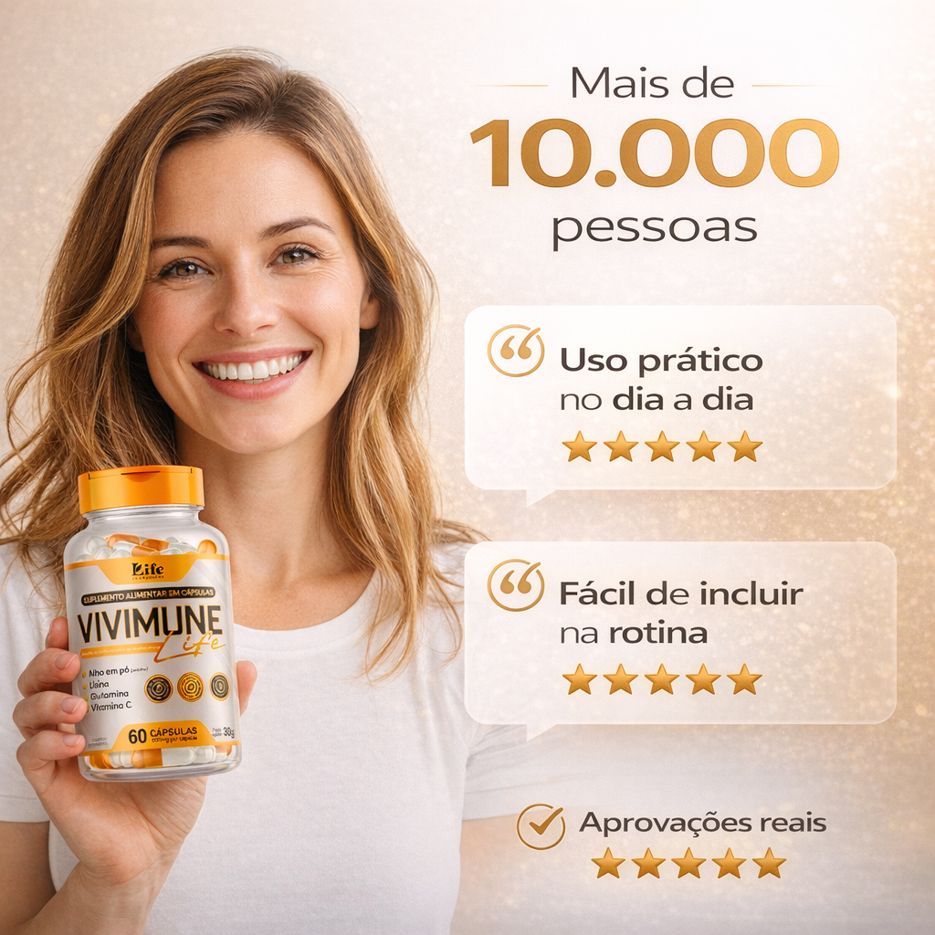 Vivimune Life 500mg – 60 Cápsulas | Suplemento Alimentar com Alho, Lisina, Glutamina e Vitamina C para Imunidade