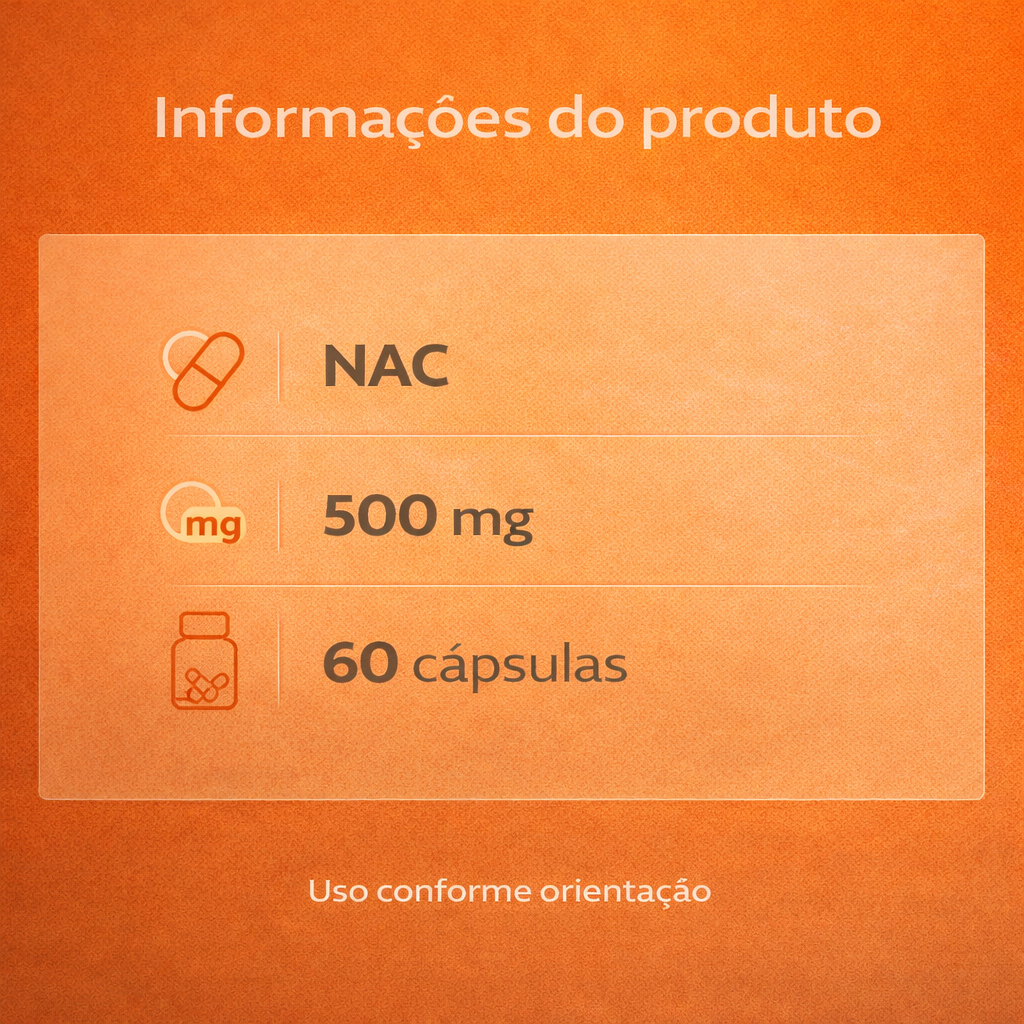 NAC N-Acetil L-Cisteína 600mg Life in Cápsulas – 60 Cápsulas | Suplemento Alimentar Antioxidante, Sem Glúten e Sem Lactose
