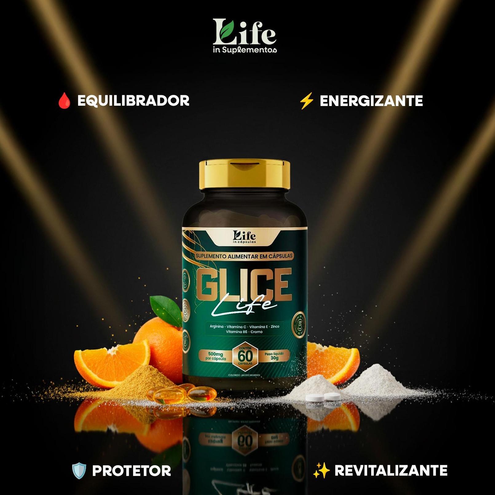 Glice Life - 60 Capsulas Suplemento Alimentar Life In Cápsulas – Auxílio ao Metabolismo, Energia e Bem-Estar Diário