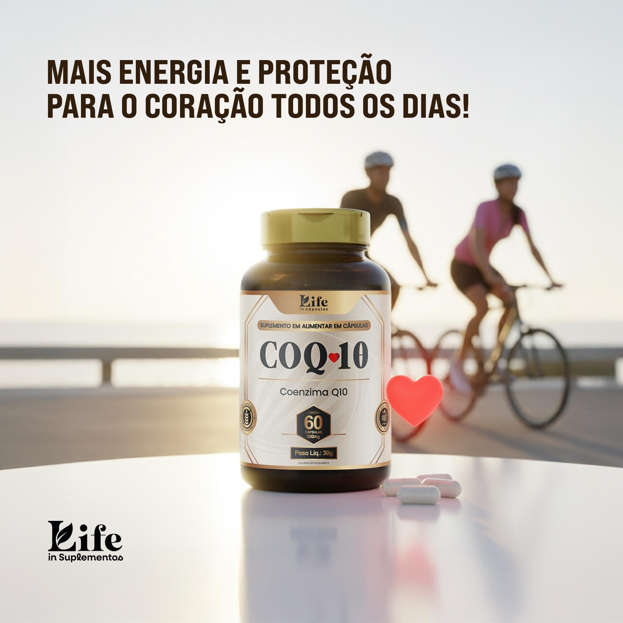 Coenzima Q10 - 60 Capsulas | Suplemento Alimentar Para Energia, Disposição e Coração.