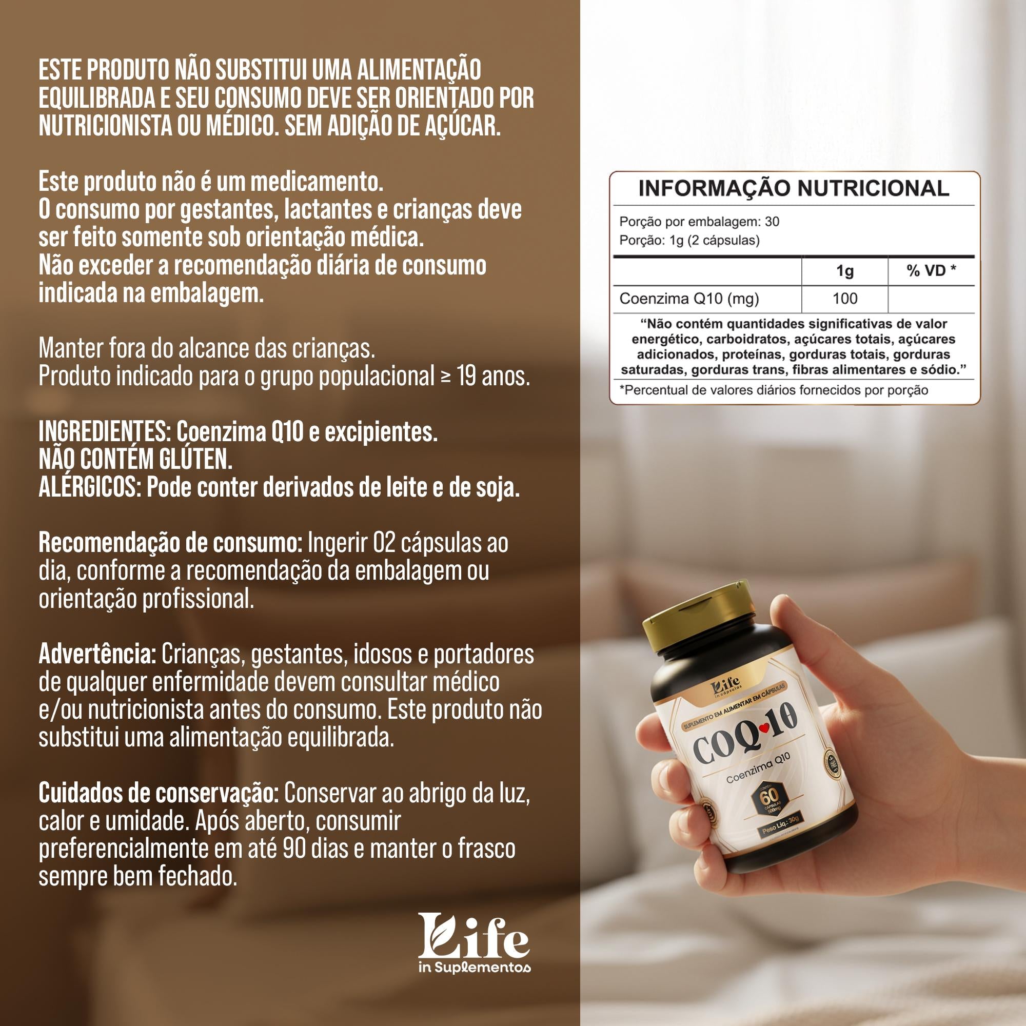 Coenzima Q10 - 60 Capsulas | Suplemento Alimentar Para Energia, Disposição e Coração.