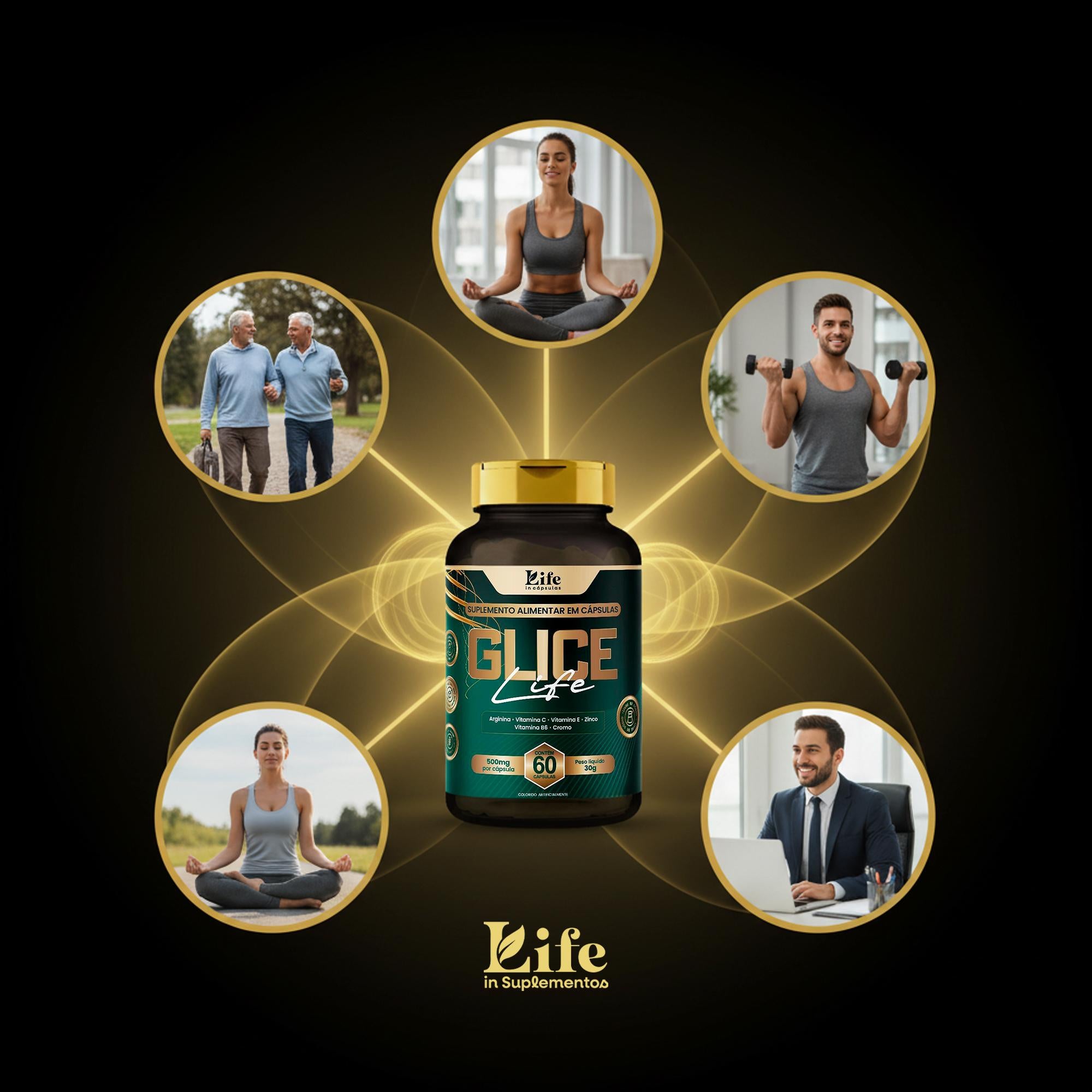 Glice Life - 60 Capsulas Suplemento Alimentar Life In Cápsulas – Auxílio ao Metabolismo, Energia e Bem-Estar Diário