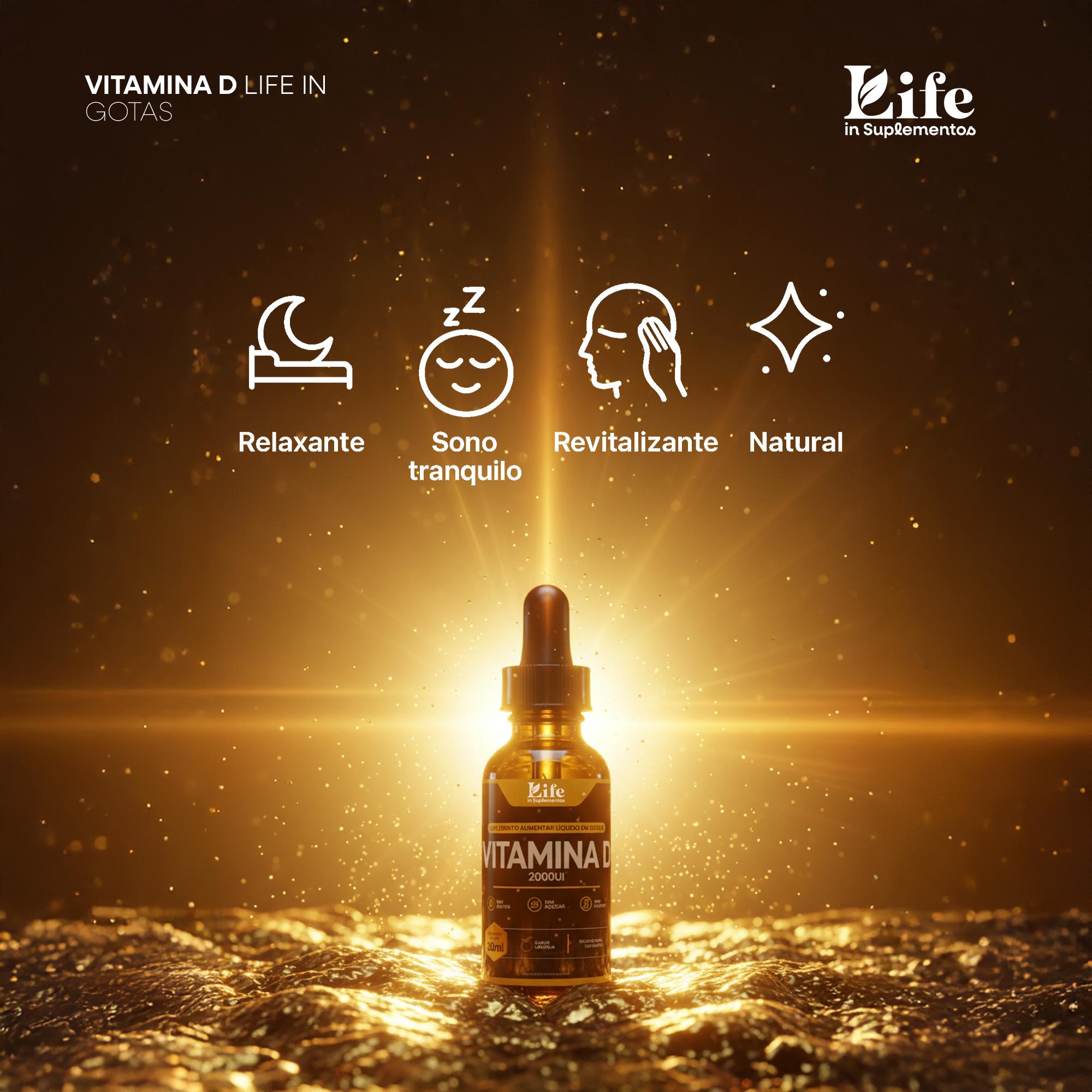 Vitamina D Suplemento Alimentar Life In Cápsulas - 30 ml | Em gotas para Imunidade, Ossos e Energia