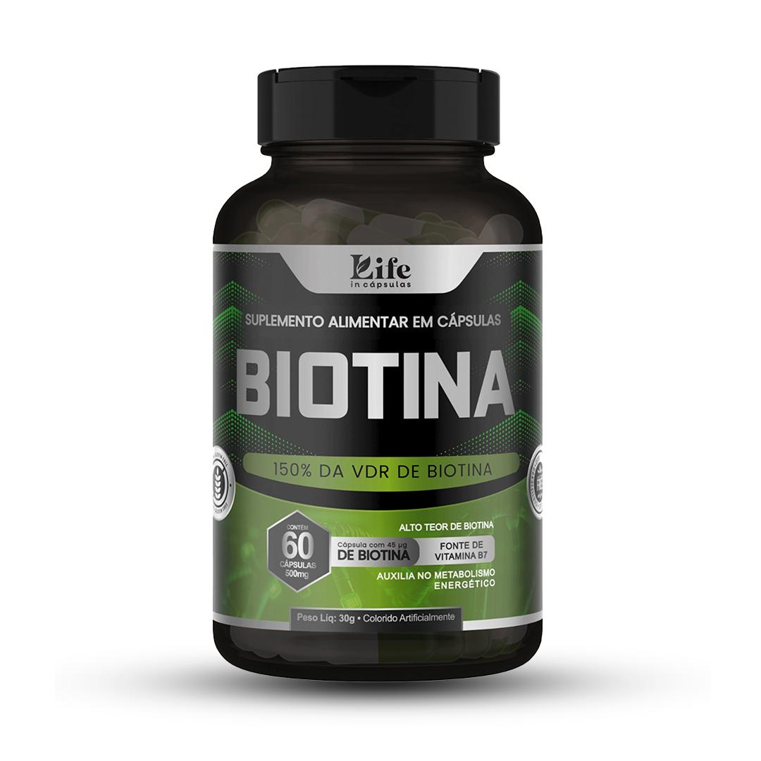 Biotina - 60 Cápsulas - Suplemento Alimentar Life In Cápsulas - Para Cabelos, Unhas e Pele