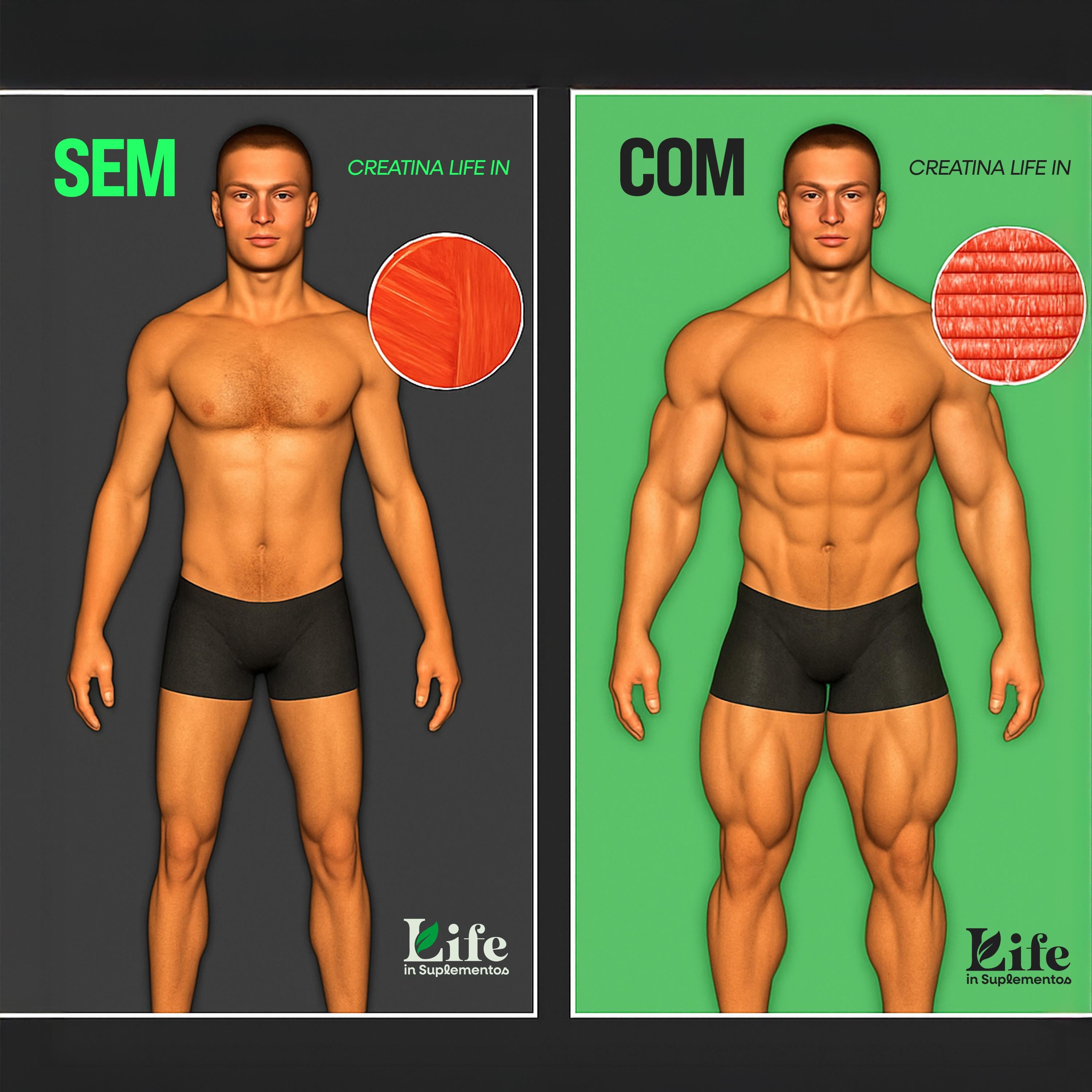 Creatina Monohidratada Life In 100% Pura - 300g - Energia e Performance Natural.