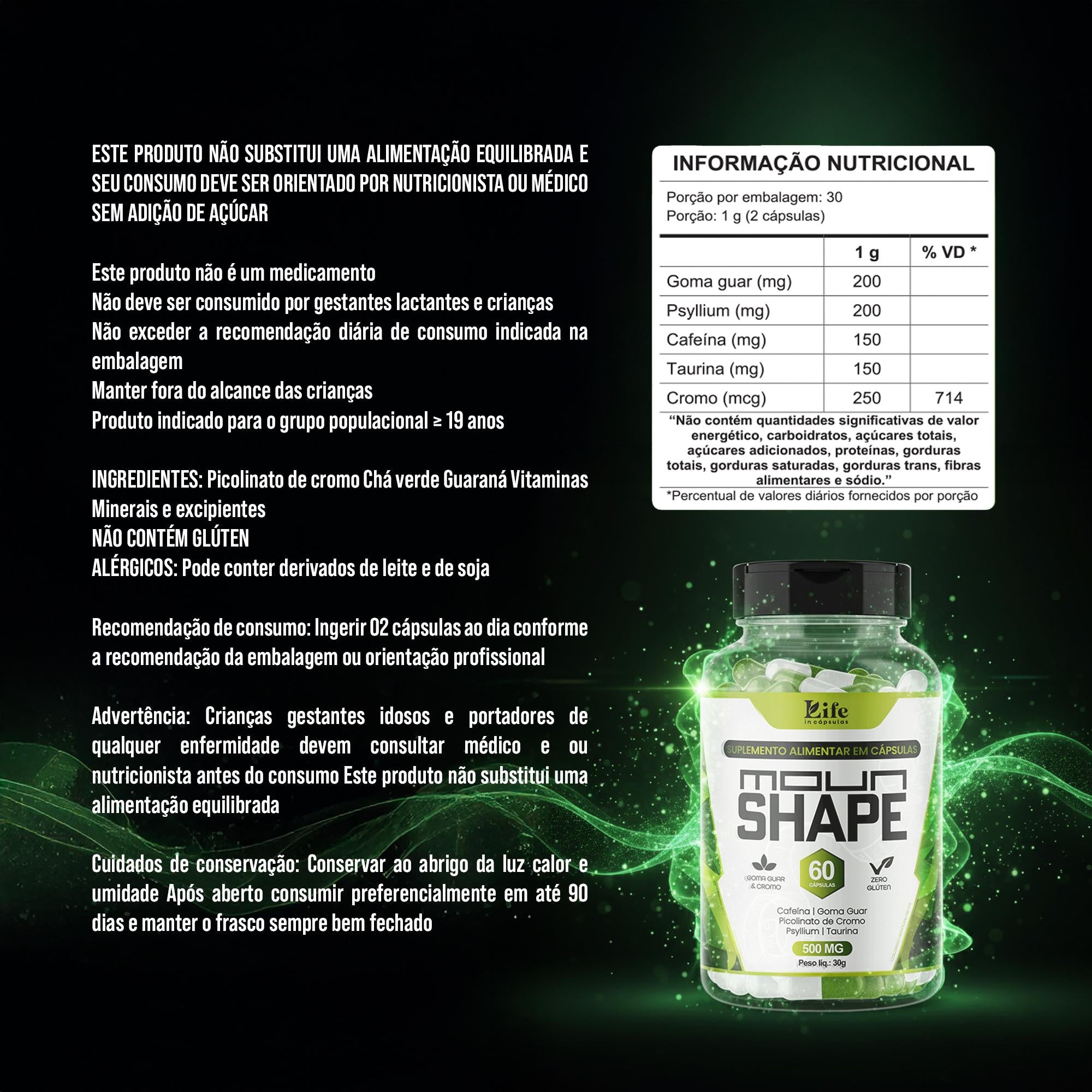 Moun Shape 60 Capsulas Suplemento Alimentar para Vida Saudável Rotina Fitness