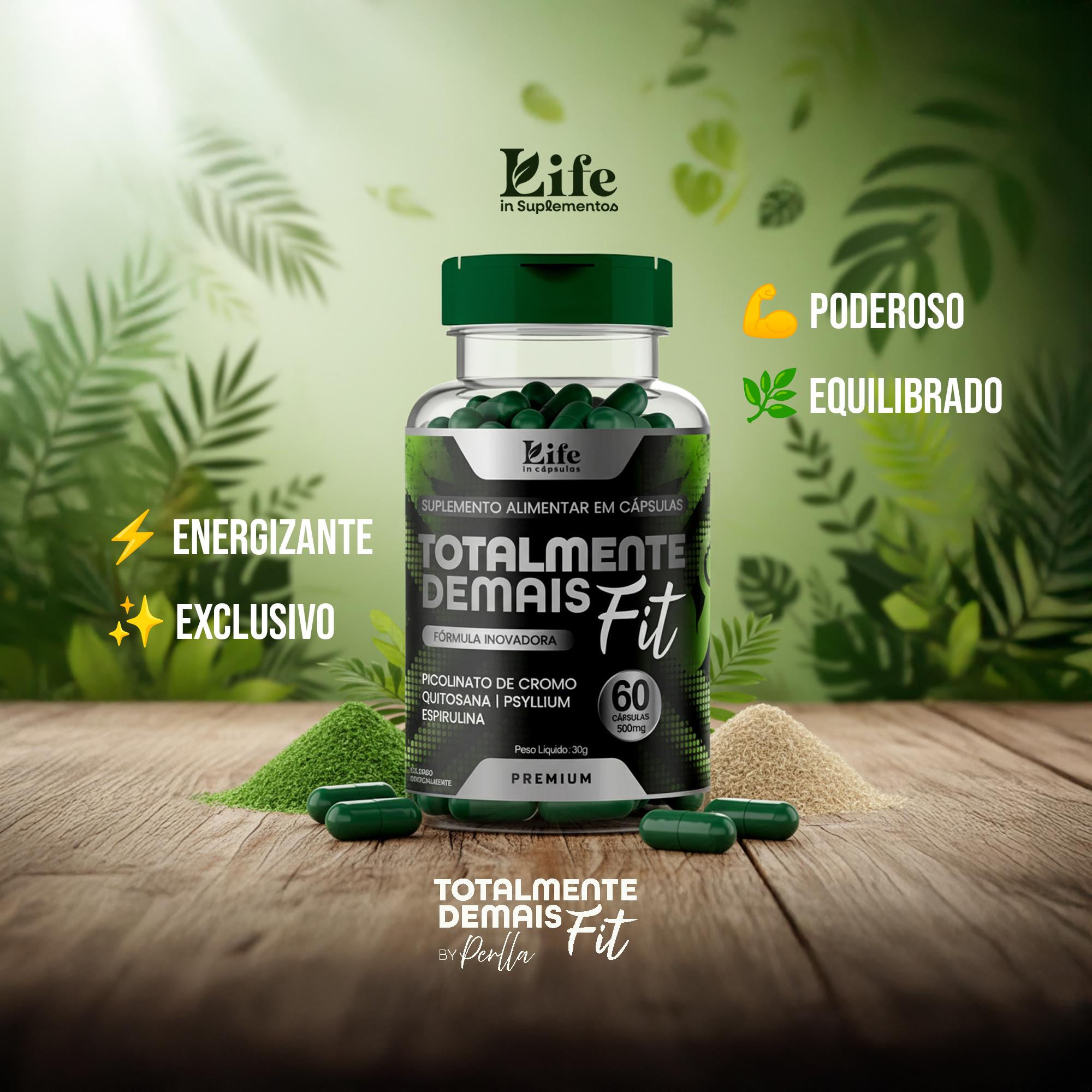 Totalmente Demais Fit By Perlla Life In Cápsulas - 60 Cápsulas de 500 mg - Suplemento Alimentar com Picolinato de Cromo,