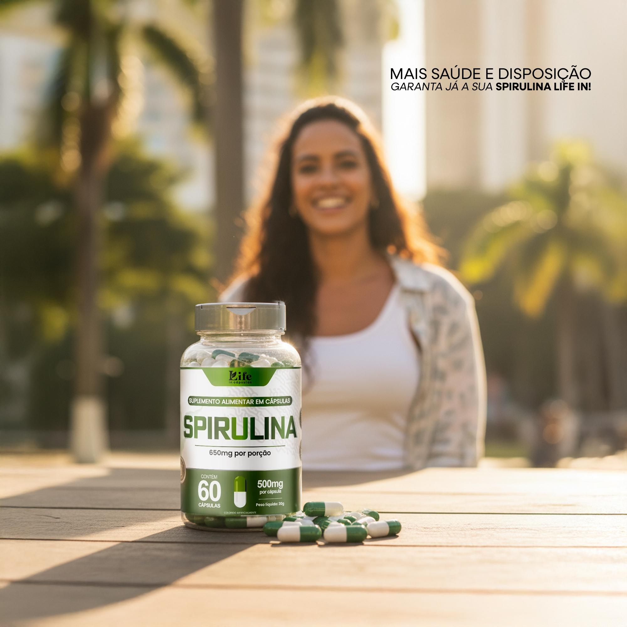 Spirulina Life In - 60 Cápsulas - Auxílio ao Metabolismo Energético e Saciedade.